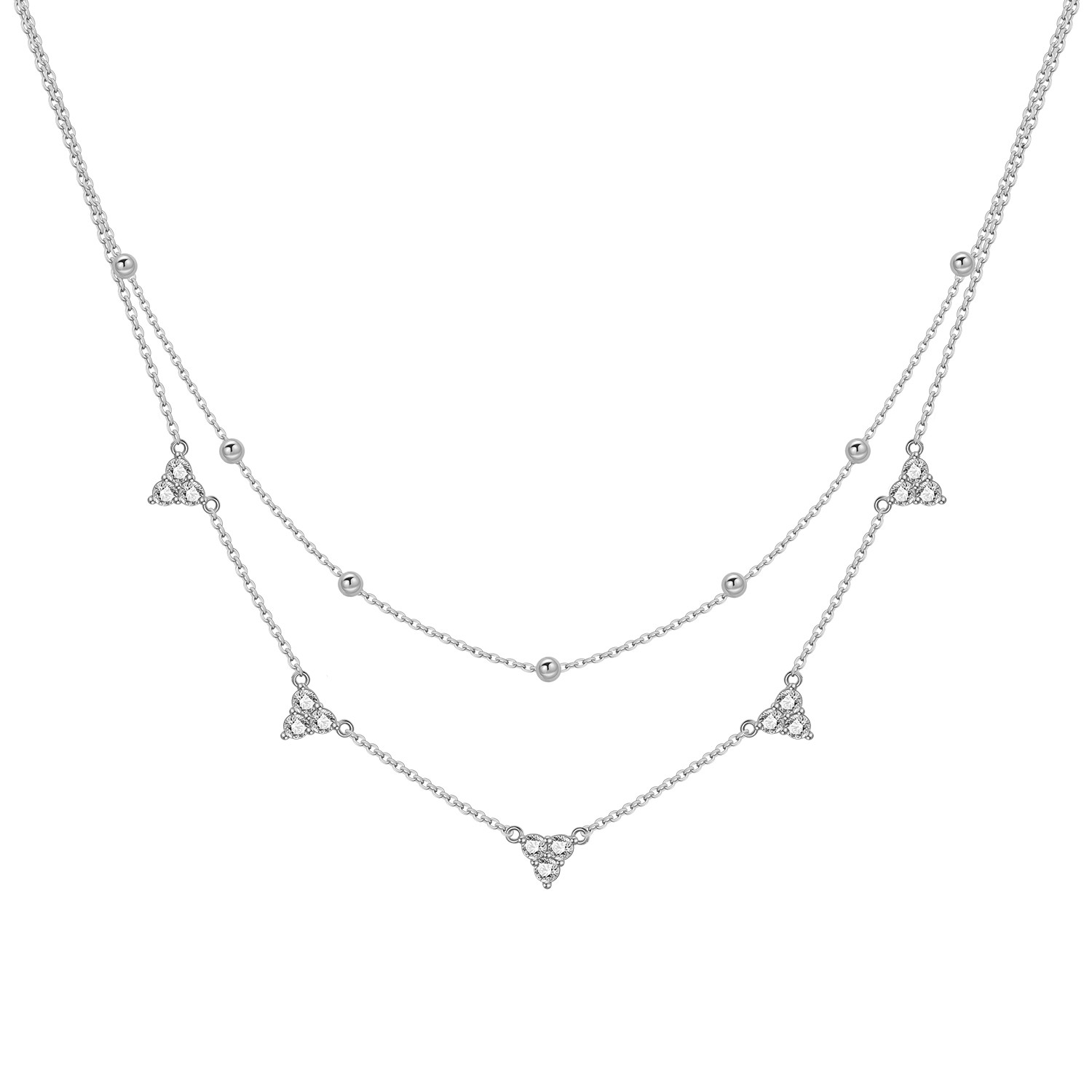 Layered Necklace Set - PANPOKI925 Серебряное ожерелье из стерлингового серебра